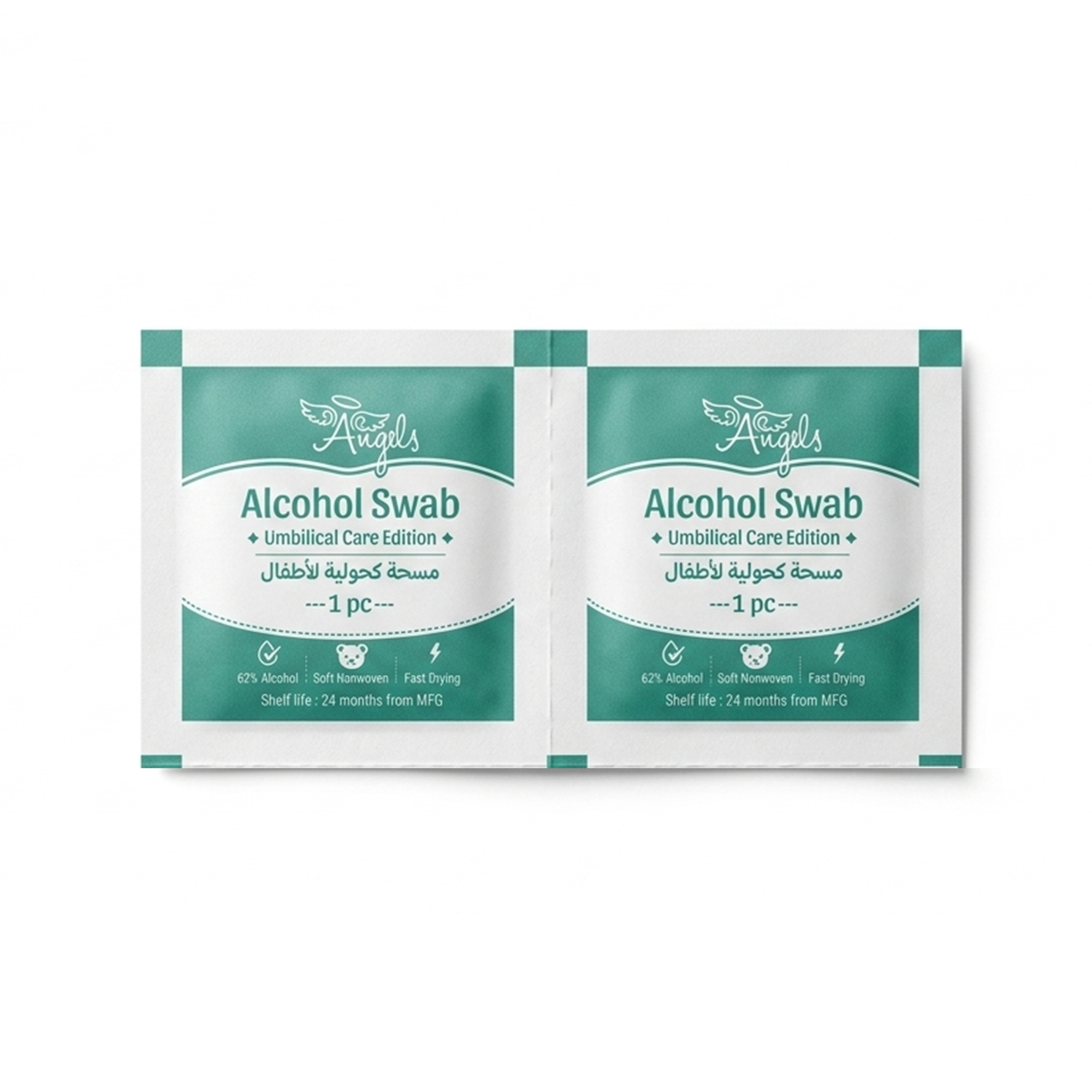 Angels Baby Alcohol Swabs 62% – مسحات كحولية للأطفال 100 مسحة